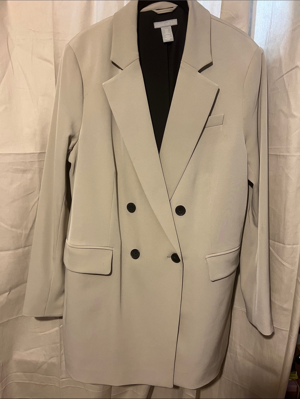 H&M Double-Breasted Light Cream Blazer